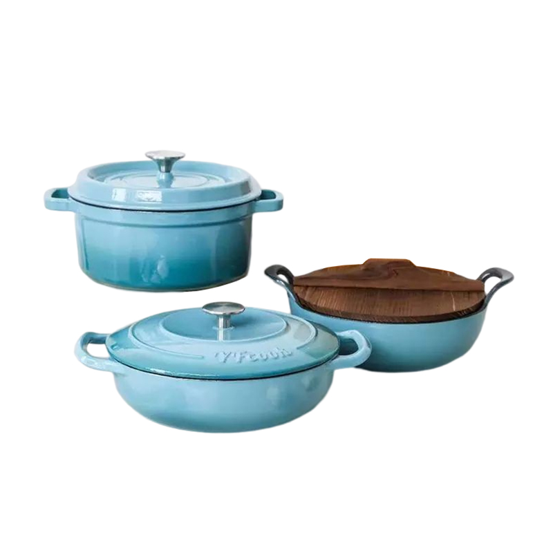 YFES009  Enameled Cast Iron Balti Dish Casserole Seafood Pot with Wide Loop Handles